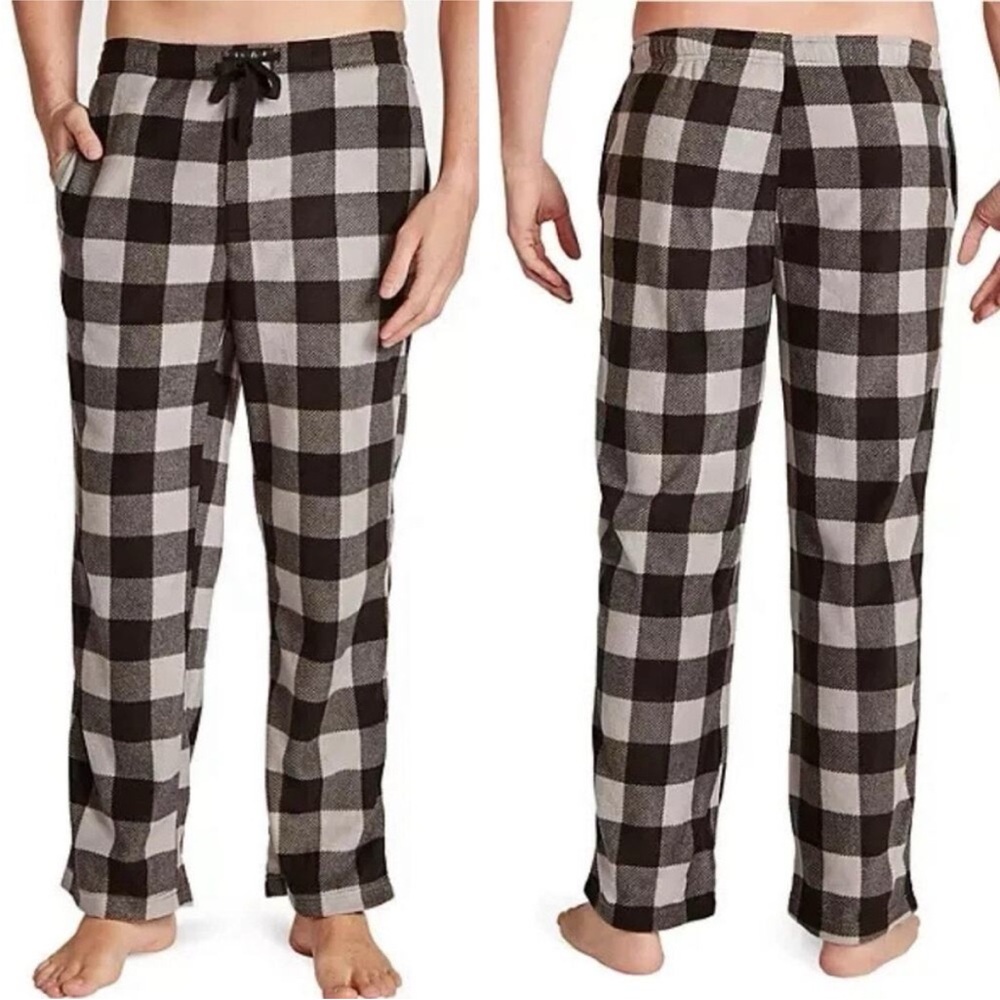 LUCKY BRAND MEN’S  FLEECE SLEEP PANTS size Small Black & Gray Plaid